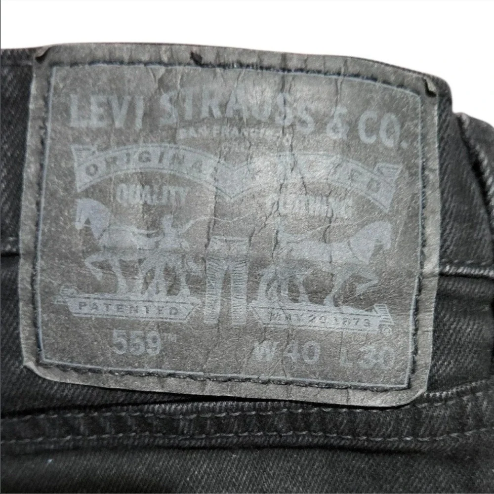 Levis 559 Relaxed Straight Jeans Mens 40x30 Actual 39x28 Black Denim Pants Retro